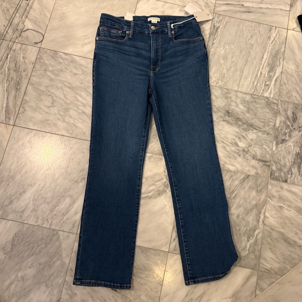 Good American Dark Blue Straight Leg Jeans